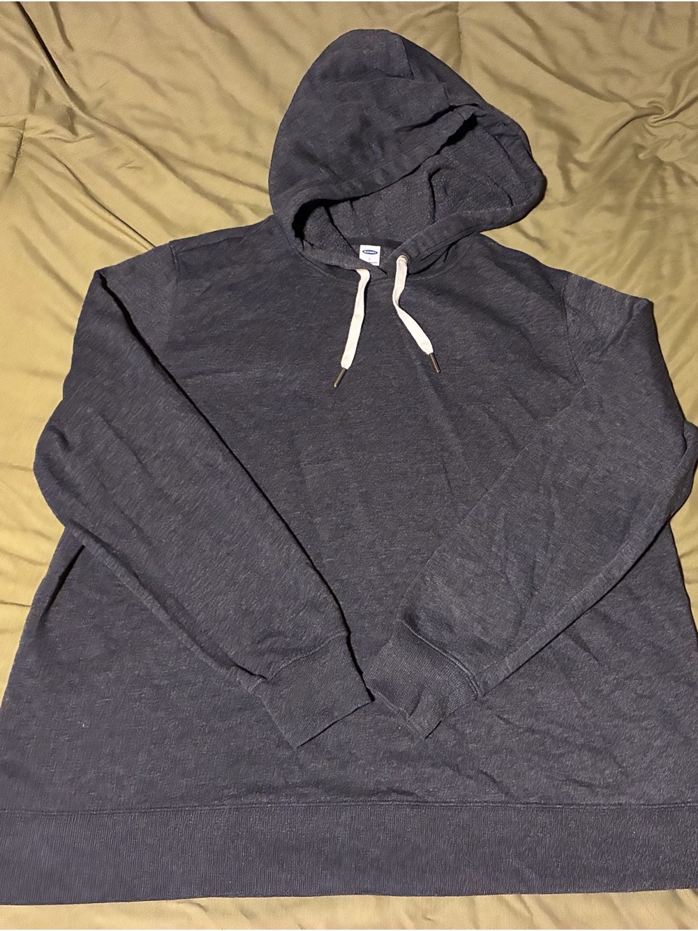 Old Navy Dark Gray Hooded Pullover Sweatshirt with Cream Drawstrings
